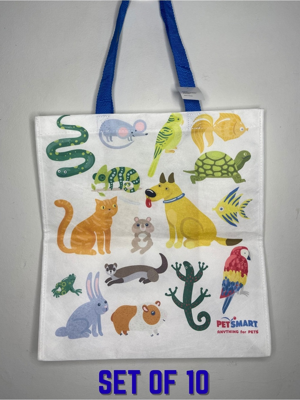 Set 10x! PetSmart All Species Reusable Tote Bag Animal Print Cat Dog Bird Rabbit